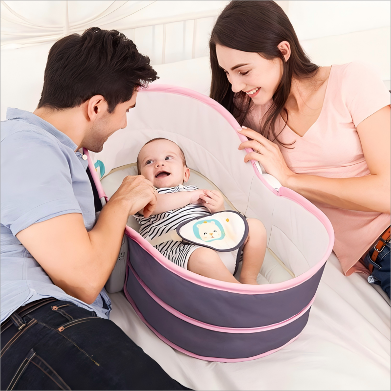 Toy Factory Wholesale Baby Bassinet Rocker with Mosquito Net and Wheels