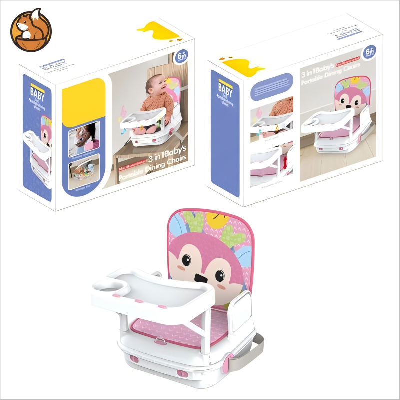 3-In-1 Baby Rocker Chair & Music Dining Table - Convertible Booster Seat Organizer