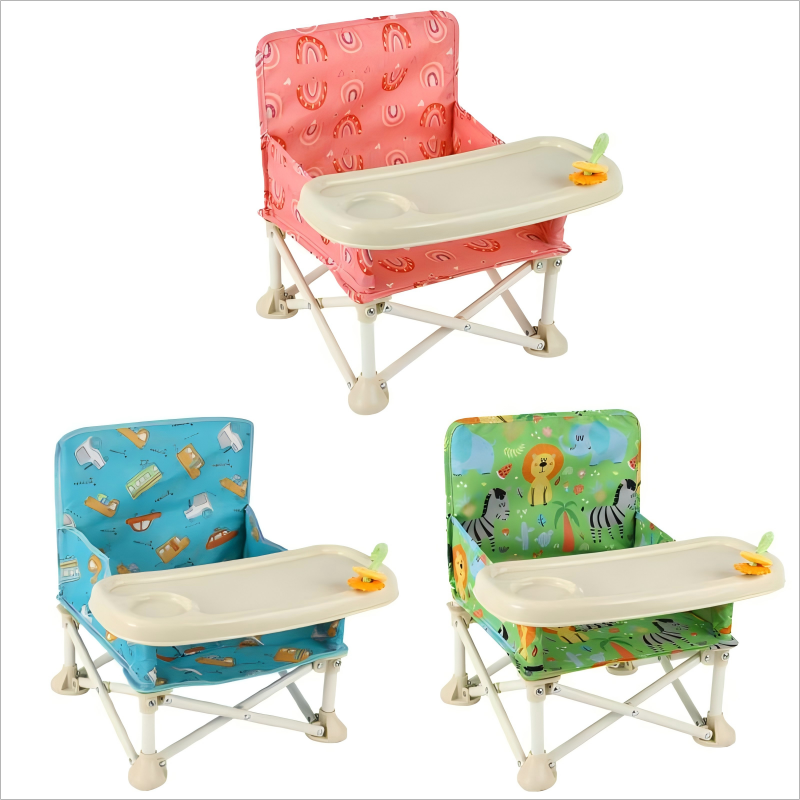 Baby Portable Folding Dining Chair with foldable design, storage bag, and detachable cushion