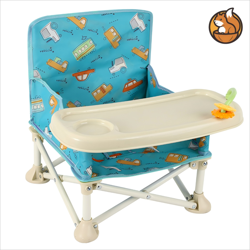 Foldable Baby Booster Seat With Safe Tray TPR Anti-Slip Base