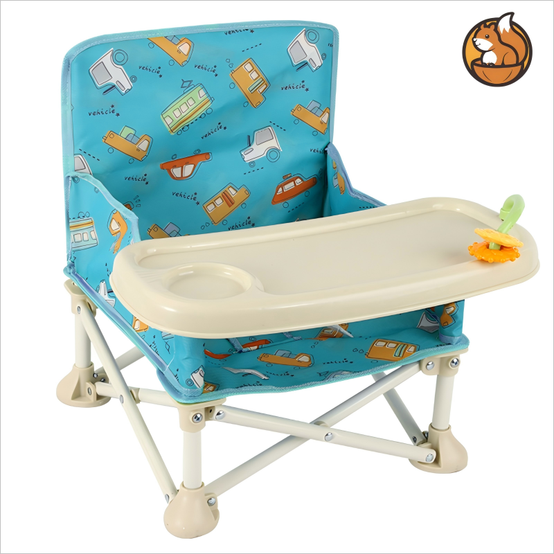 Baby Portable Folding Dining Chair with foldable design, storage bag, and detachable cushion